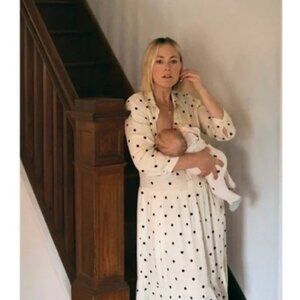Polka Dot Maxi Dress - Cream with Black Dots